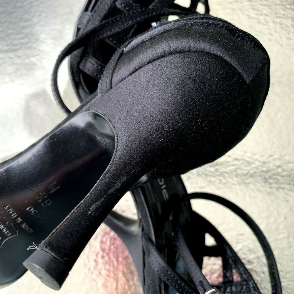 Via Spiga black satin stripe shoes US size 6.5 - Picture 8 of 11